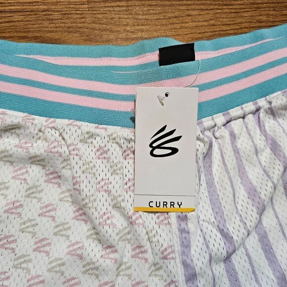 Under Armour Curry Draft Day 8" Basketball Shorts Men's XL Black White Blue Rare - Picture 5 of 13